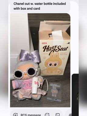 Pop Mart Labubu Plush Doll with Accessories - Gray & Pink